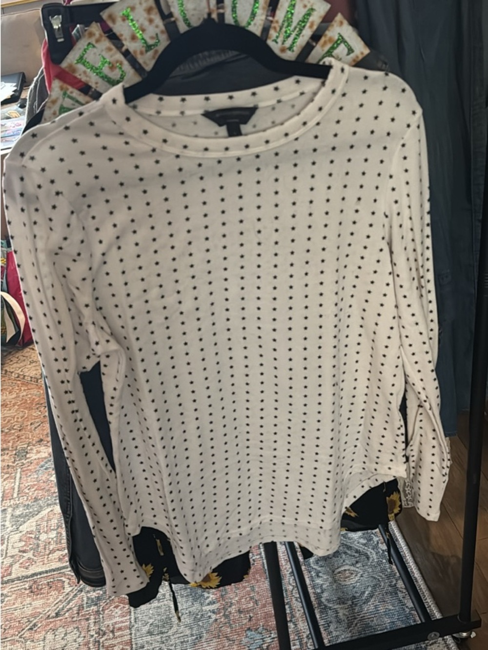 Banana Republic White Top with Black Star Print